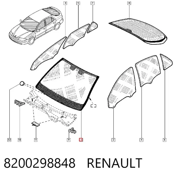 Лобовое стекло 8200298848 Renault (RVI)