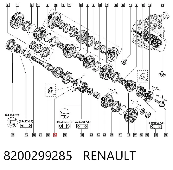 Кольцо стопорное подшипника передней ступицы 8200299285 Renault (RVI)