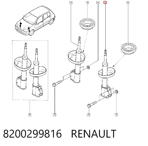Амортизатор передний 8200299816 Renault (RVI)