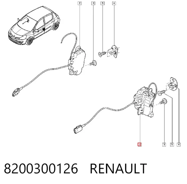 Замок водительской двери 8200300126 Renault (RVI)
