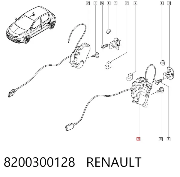 Замок двери задней левой 8200300128 Renault (RVI)