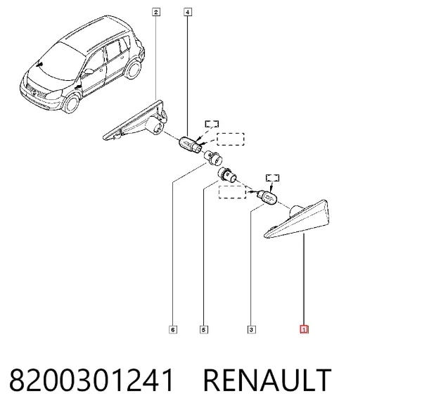 Повторитель поворота на крыле левый 8200301241 Renault (RVI)