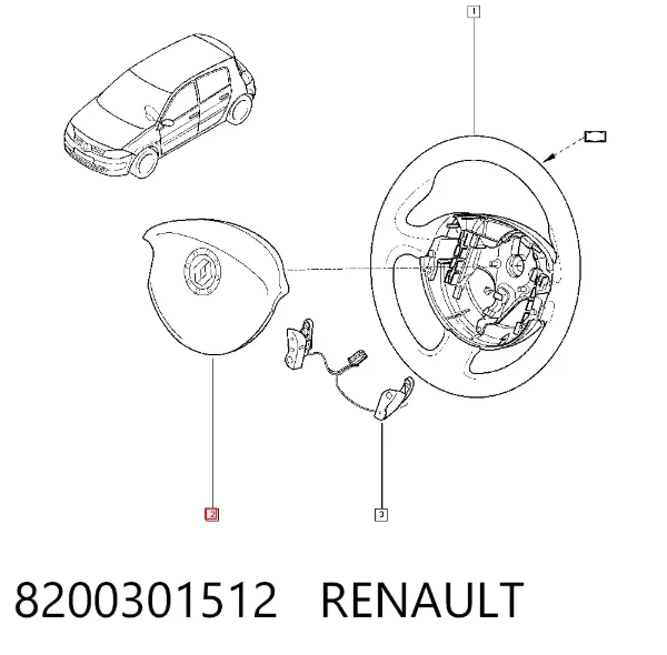 Подушка безопасности водителя 8200301512 Renault (RVI)