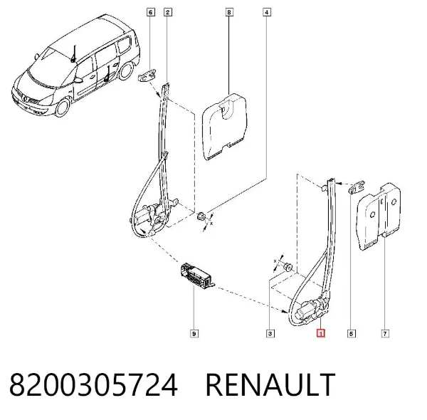 Механизм стеклоподъемника двери задней левой 8200305724 Renault (RVI)