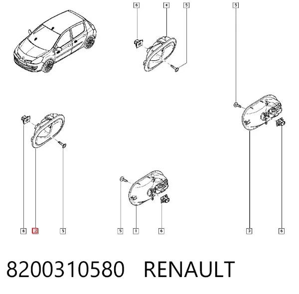 Ручка двери правой внутренняя передняя/задняя 8200310580 Renault (RVI)