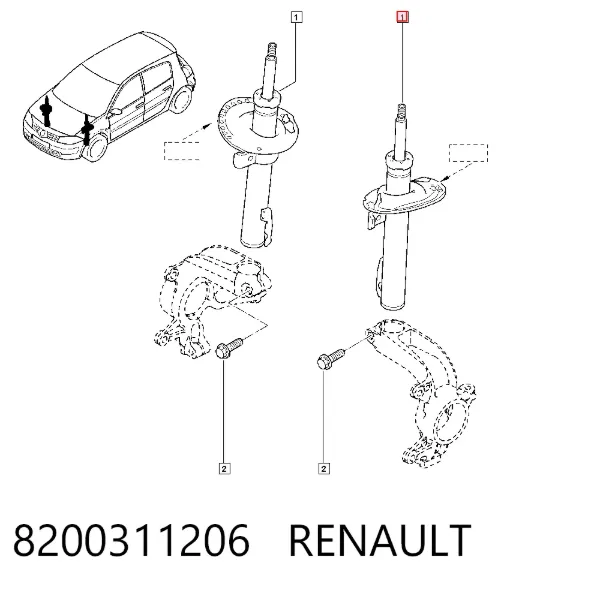 Амортизатор передний 8200311206 Renault (RVI)