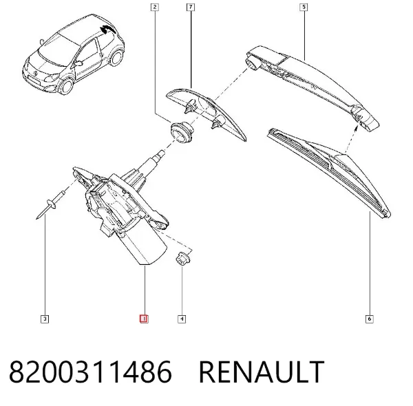 Моторчик заднего дворника 8200311486 Renault (RVI)