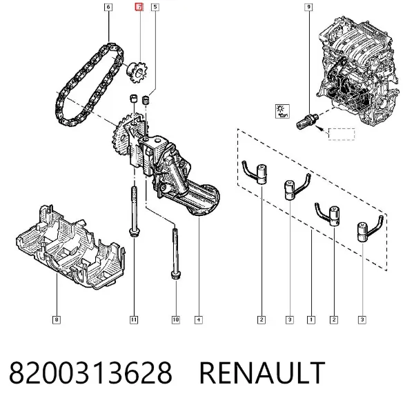 Шестерня привода масляного насоса 8200313628 Renault (RVI)