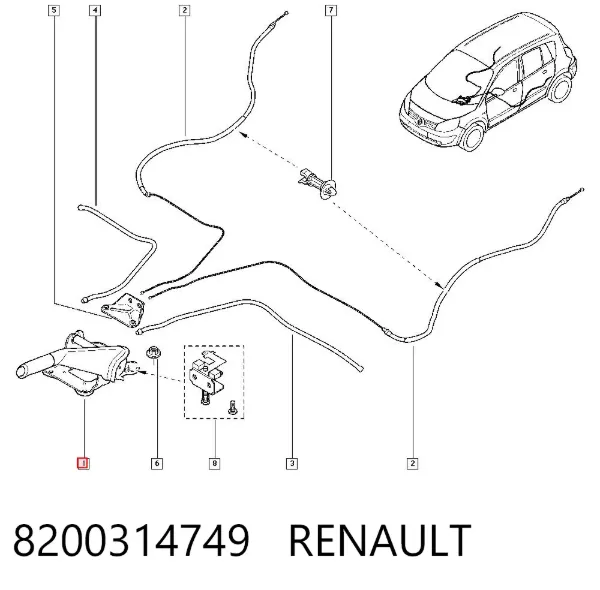 Рычаг ручного тормоза 8200314749 Renault (RVI)