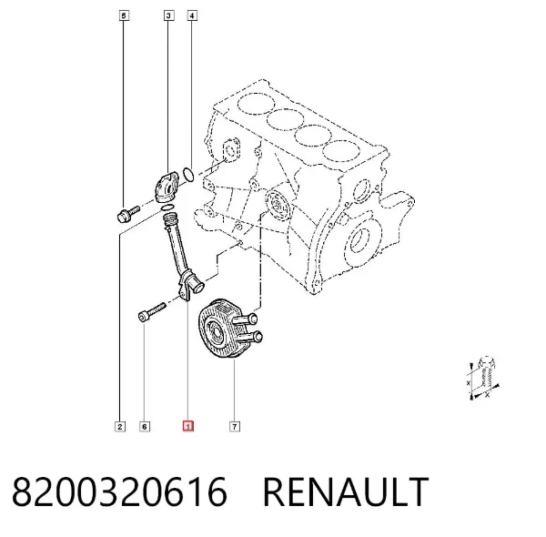 Шланг (патрубок) водяного насоса приемный 8200320616 Renault (RVI)