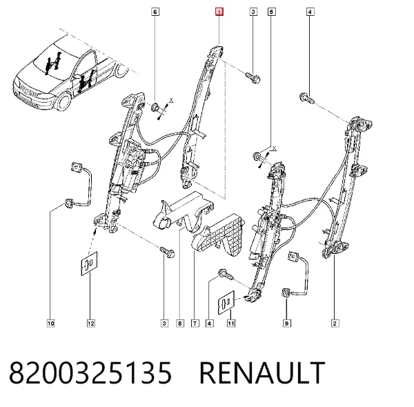 Стеклоподъемник передней правой двери 8200325135 Renault (RVI)