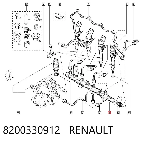 Распределитель топлива (рампа) 8200330912 Renault (RVI)