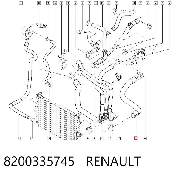 Патрубок радиатора 8200335745 Renault (RVI)
