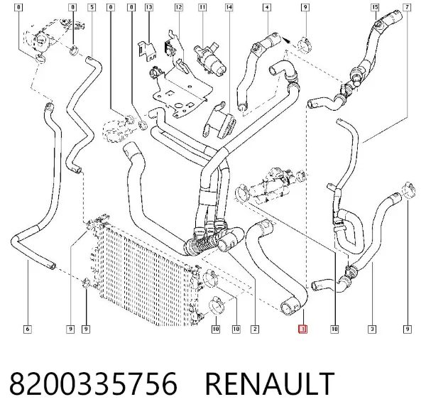 Патрубок радиатора 8200335756 Renault (RVI)