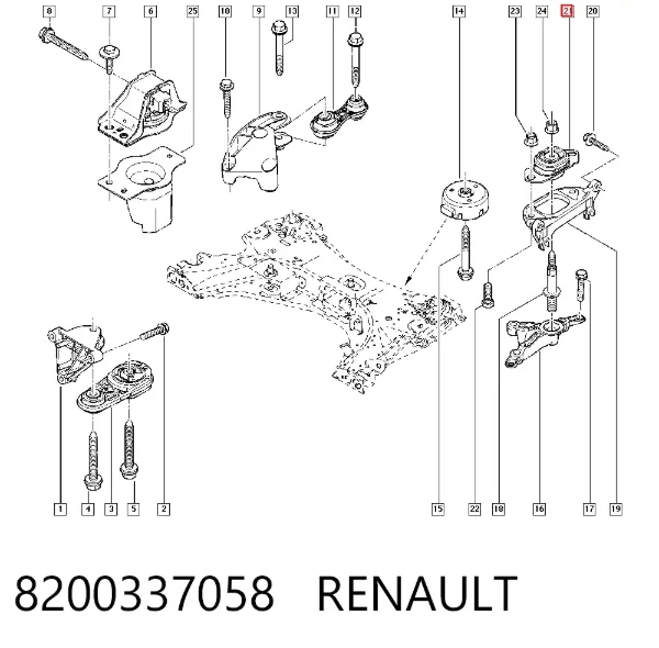 Левая подушка двигателя 8200337058 Renault (RVI)