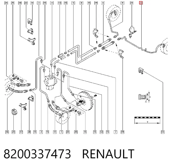 Трубка тормозная задняя левая 8200337473 Renault (RVI)