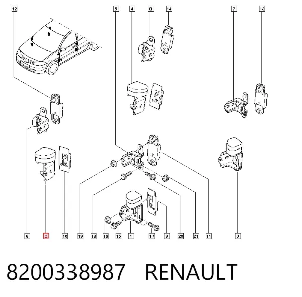 Петля двери передней правой 8200338987 Renault (RVI)