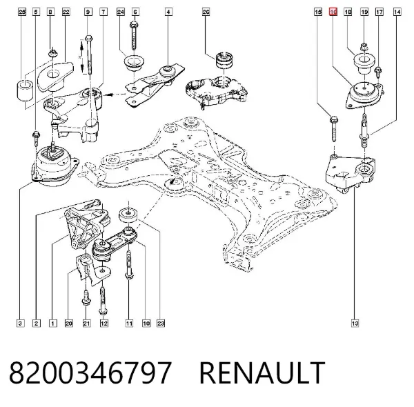 Левая подушка двигателя 8200346797 Renault (RVI)