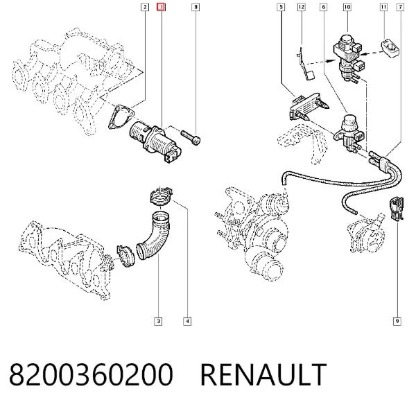 Клапан ЕГР 8200360200 Renault (RVI)