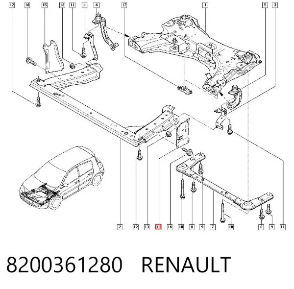 Защита двигателя левая 8200361280 Renault (RVI)
