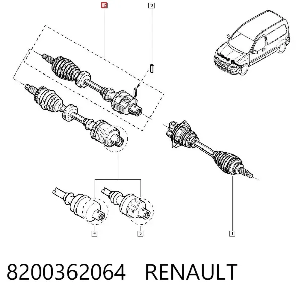 Правая полуось 8200362064 Renault (RVI)