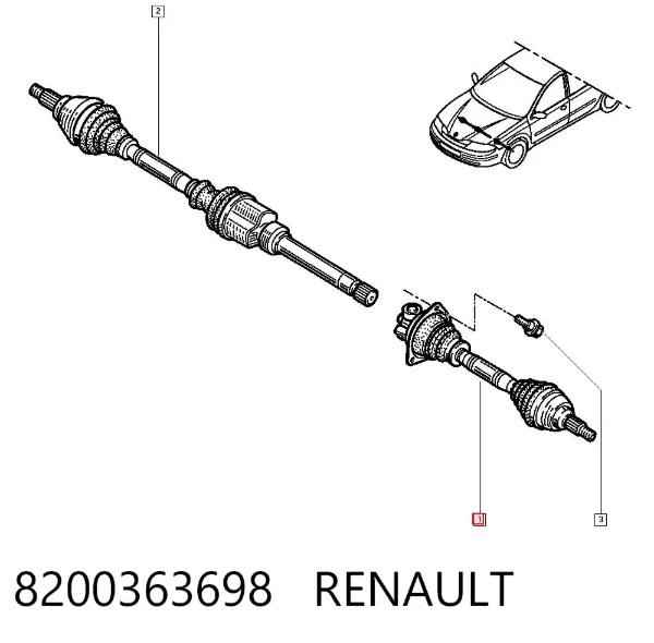 Левая полуось 8200363698 Renault (RVI)