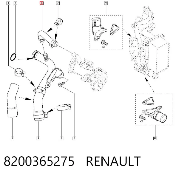 Патрубок системы охлаждения 8200365275 Renault (RVI)