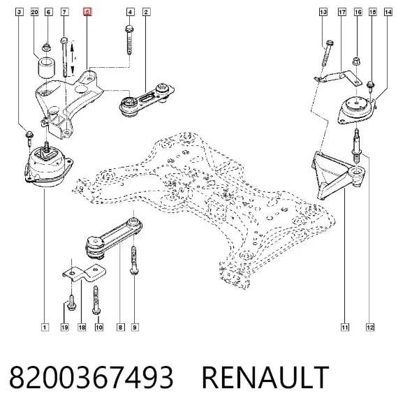 Кронштейн подушки (опоры) двигателя правой 8200367493 Renault (RVI)