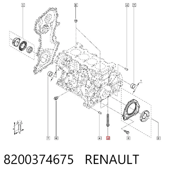 Болт крышки коренного вкладыша 8200374675 Renault (RVI)