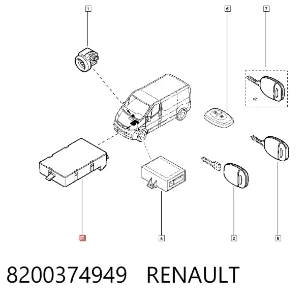 Модуль управления (ЭБУ) иммобилайзером 8200374949 Renault (RVI)