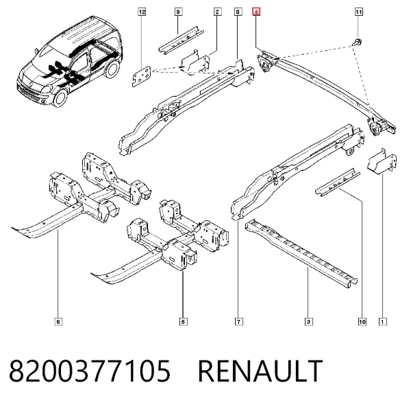 Усилитель заднего бампера 8200377105 Renault (RVI)