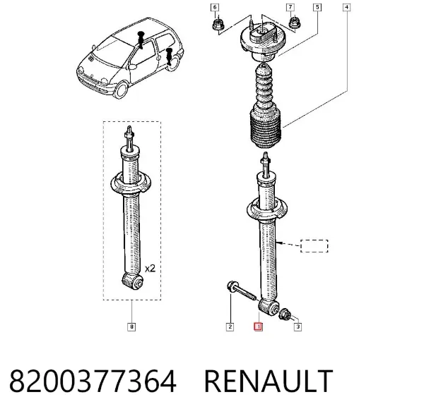 Амортизатор задний 8200377364 Renault (RVI)
