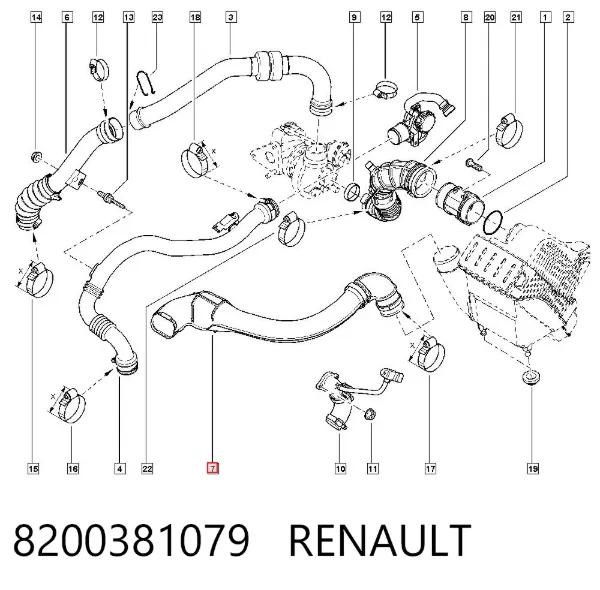 Впускной патрубок воздушного фильтра 8200381079 Renault (RVI)