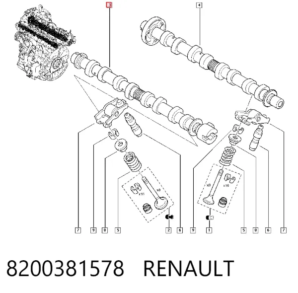 Впускной распредвал 8200381578 Renault (RVI)