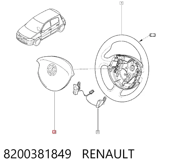 Подушка безопасности водителя 8200381849 Renault (RVI)