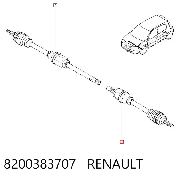 Левая полуось 8200383707 Renault (RVI)