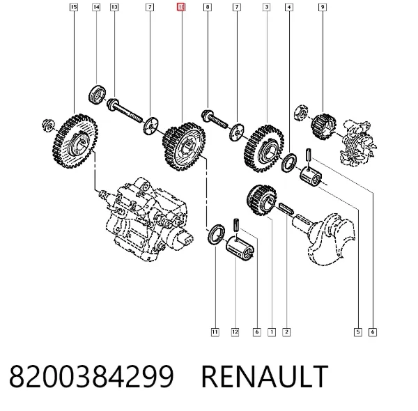 Шестерня промежуточного вала двигателя 8200384299 Renault (RVI)