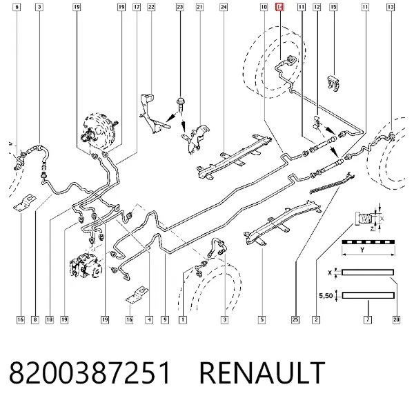 Трубка тормозная задняя правая 8200387251 Renault (RVI)
