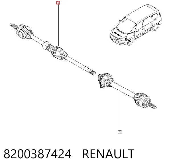 Правая полуось 8200387424 Renault (RVI)