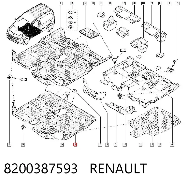 Покрытие напольное салона, переднее 8200387593 Renault (RVI)