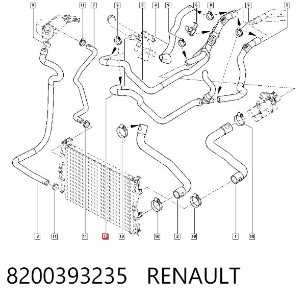 Патрубок системы охлаждения 8200393235 Renault (RVI)