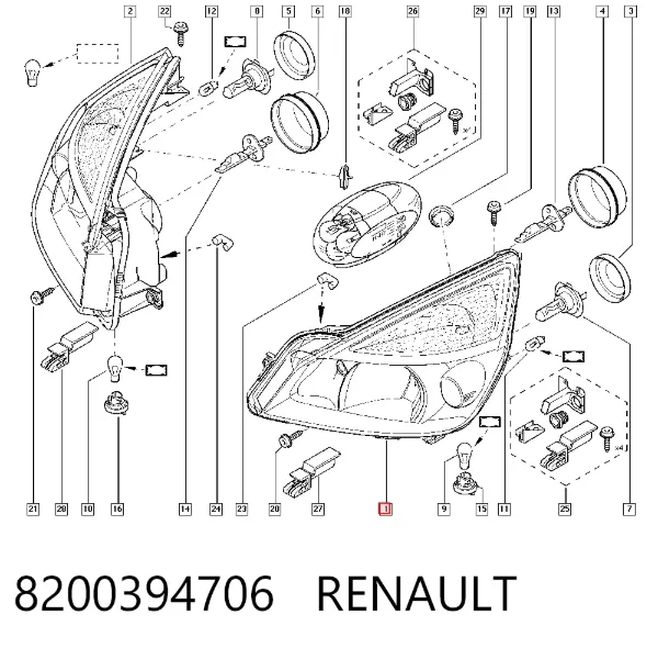 Левая фара 8200394706 Renault (RVI)