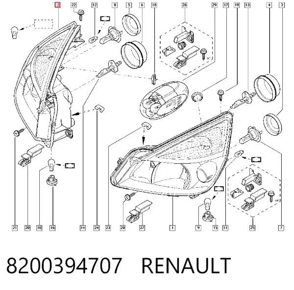 Правая фара 8200394707 Renault (RVI)