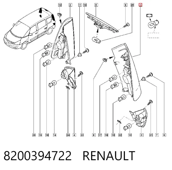 Фонарь задний левый 8200394722 Renault (RVI)