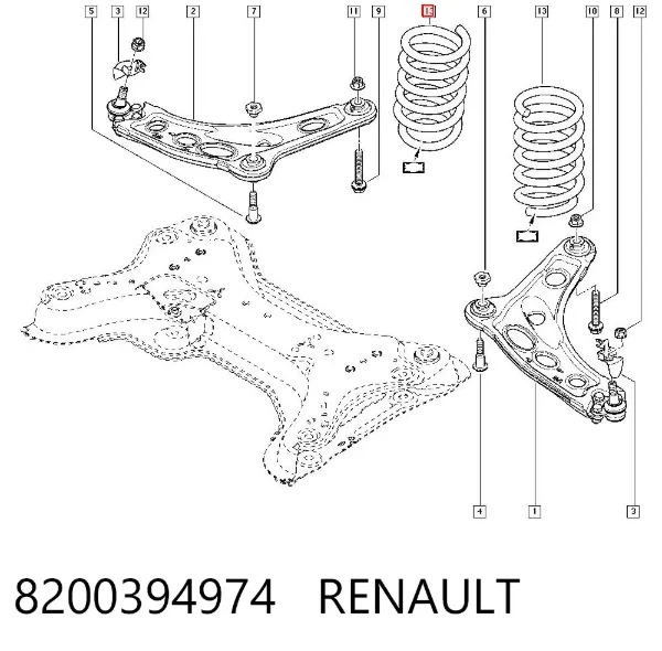 Передняя пружина 8200394974 Renault (RVI)
