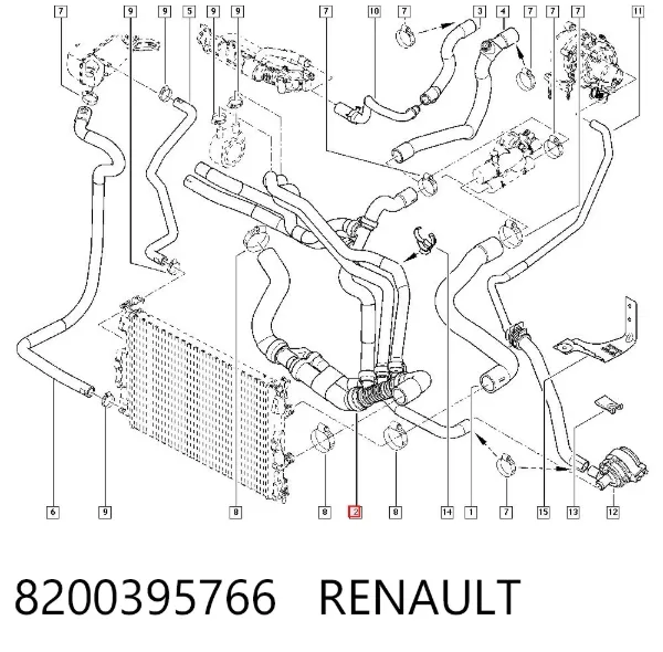 Нижний шлаг радиатора охлаждения 8200395766 Renault (RVI)