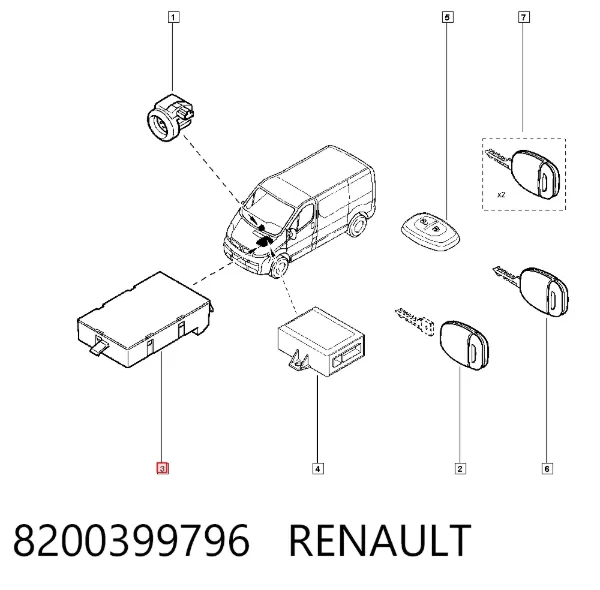 Модуль управления (ЭБУ) иммобилайзером 8200399796 Renault (RVI)