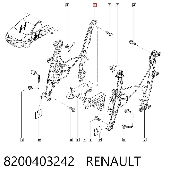Стеклоподъемник передней правой двери 8200403242 Renault (RVI)