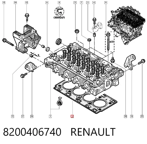 Прокладка ГБЦ 8200406740 Renault (RVI)