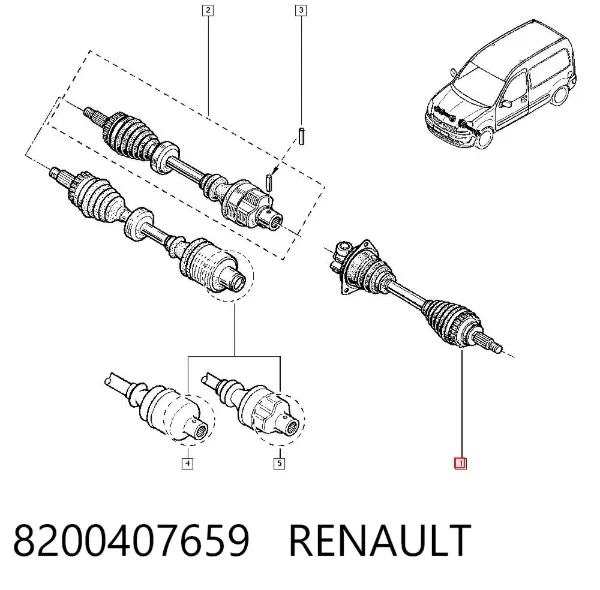 Левая полуось 8200407659 Renault (RVI)